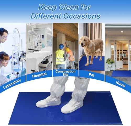 Sticky Adhesive Mat Tacky Pads 300 Sheets, 10 Pack of 30 Sheet 18'' x 24''/ 45 x 60 cm, Thickened Cleaning Mats for Shoes, Construction, Cleanroom, Laboratories, Hospitals, Dogs, Pets, Home- Blue
