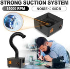 M-T Solder Fume Extractor, 80W 168m³/h Strong Suction Smoke Absorber with Carbon or HEPA Filter, 3-speed Adjustment for Soldering, Welding, 3D Printing