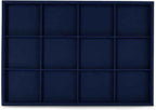 Oirlv Stackable Premium Leather Jewelry Trays 12 Grid Jewelry Drawer Organizer