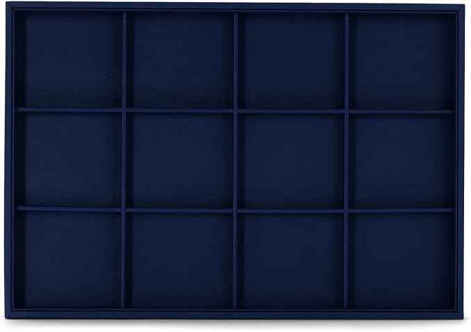 Oirlv Stackable Premium Leather Jewelry Trays 12 Grid Jewelry Drawer Organizer