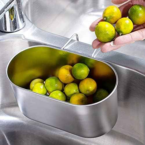 SYCOOVEN Stainless Steel Sink Drain Strainer Basket, Multifunctional Hanging Sink Strainer Colander Drain Basket Kitchen Sink Food Waste Filter and Wash Vegetables Fruits(Silver)