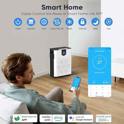 DAYETTE Smart Air Purifier for Home Large Room 3000Ft², App & Alexa Control
