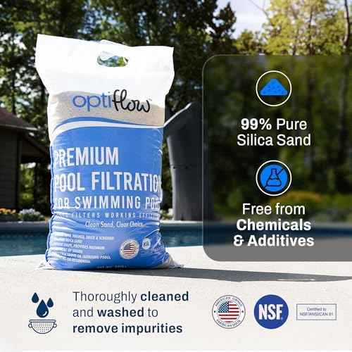 OptiFlow 5-Pack Pool Filter Sand, Premium Filtration with Pure Silica Formula, 50 Lbs - Swimming Pool System Accessories and Supplies for Cleaning and Maintenance