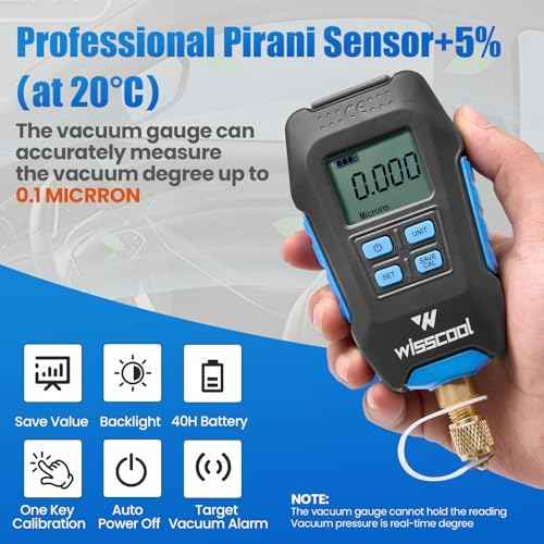 WISSCOOL Digital Micron Vacuum Gauge, Digital Pressure Tester Meter HVAC