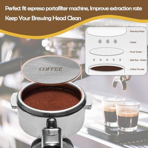 Puck Screen 58.5mm Reusable Puck Screen for Espresso Portafilter, 1.7mm Thickness 150μm 316 Stainless Steel Screen Filter Basket Compatible with Espresso Machine - Field & Pure