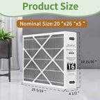 2 Pack Y6604 20x26x5 Air Filter MERV 16, Compatible with Lennox PureAir PCO3-20-16 Air Purifier and Replacement for Lennox Y6604 Filter