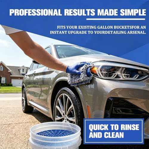 2PCS Car Wash Bucket Insert Grit Trap, 9.2" Vehicle Wash Cleaning Filter Grit Trap Dirt Guard, Auto Detailing Dirt Collector Insert Tool for 12" Diameter Bucket, Universal Fit (Blue)