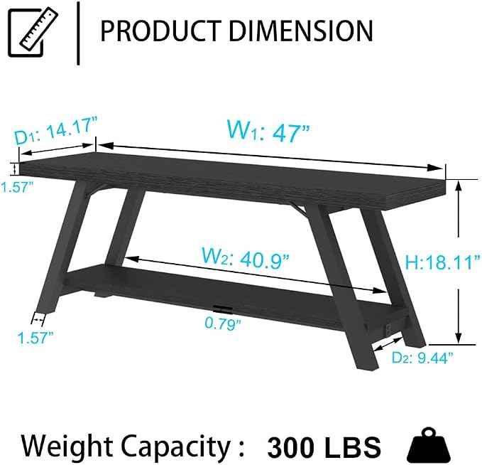LVB Black Bench, Modern Storage Bench