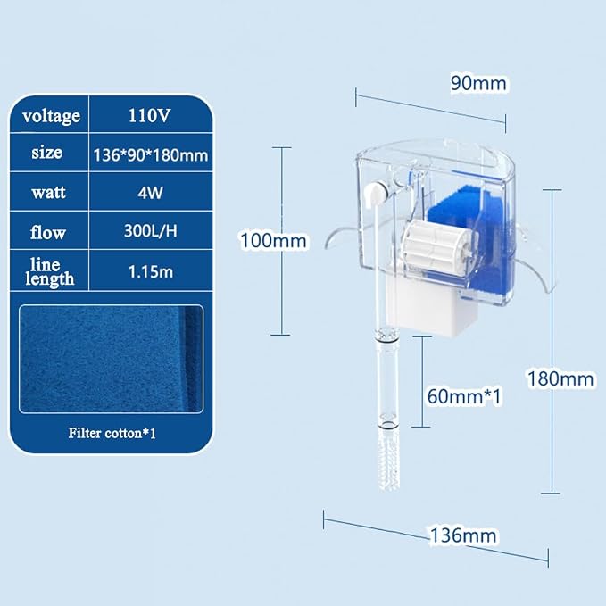 Circular Fish Tank Filter, Aquarium Hang on Filter, Small Fish Tank - Image 2