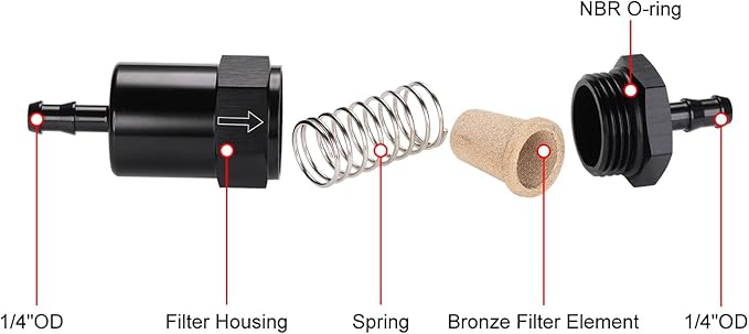 1/4" Billet Inline Fuel Filter 30 Micron Aluminum Black - Image 3