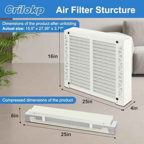 2 Pack 410 Replacement Filter Compatible with AprilAire Whole House Air Purifiers Model 1410, 1610, 2410, 2416, 3410, 4400, Size:16x25x4(15.5" x 27.36" x 3.77") MERV 11 Pleated HVAC AC Furnace Filter