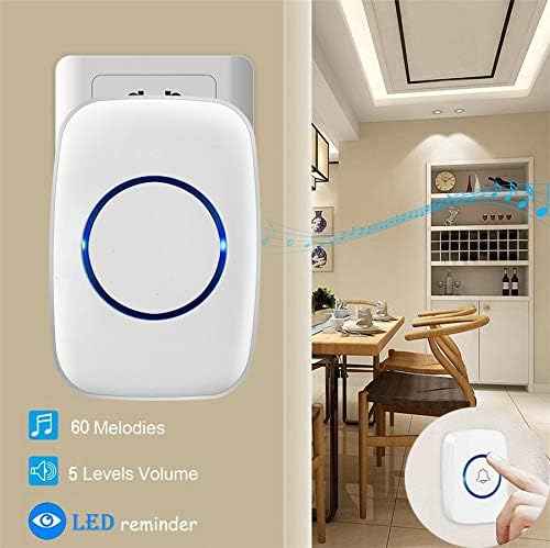 Wireless Doorbell, Waterproof Door Bell Kit, Distinguish front and rear doors