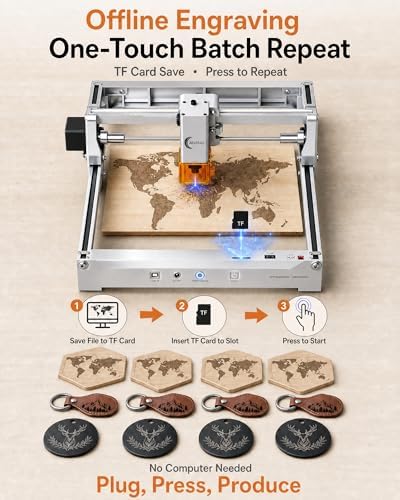Laser Engraver 12W Laser Engraving Machine for Wood Metal Acrylic Glass Stone, DIY CNC Portable Laser Cutter 7.9" x 11.8" (Near A4) Offline Engraving Carverall K15 Pro Silvery, 12000mW, Class 1 - Field & Pure