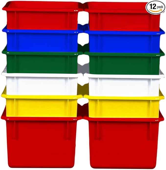 Wood Designs Cubby Storage Bin, Heavy Duty Plastic Containers