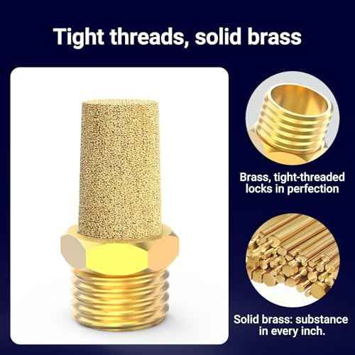 20-PACK 1/8" Male Thread Brass Pneumatic Exhaust Muffler Bronze Silencer Sintered