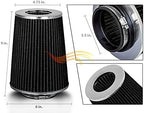 BLACK 3.5" 89 mm Inlet Truck Air Cone Replacement Performance Washable Clamp-On - Image 3