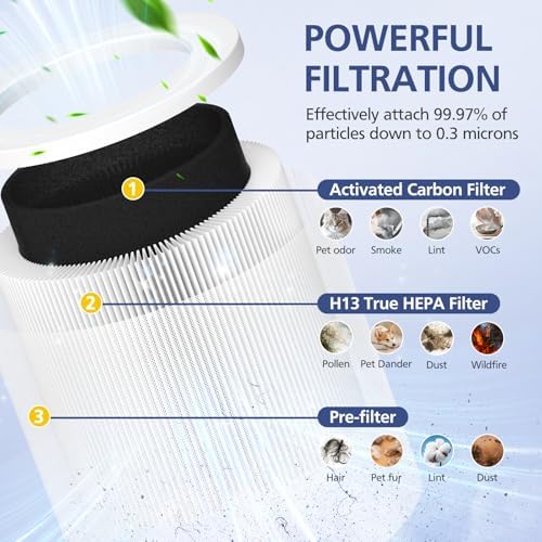 2 Pack A1 Filter Compatible with VEWIOR Air Purifier HQSC-50, HQKJ-80, A1 - Field & Pure