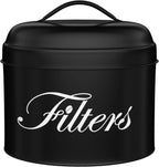 Black Basket Coffee Filter Holder With Lid - Round Container for