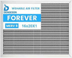 16x20x1 Reusable Air Filter - Washable Filter, MERV 8,Permanent, Electrostatic - Lasts a Lifetime HVAC AC Furnace Systems (Actual Size: 15.75x19.65x1 Inch)