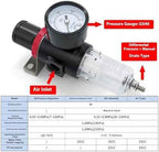 Compressed Air Low Pressure Filter Regulator Airtac AFR2000-C 1/4'' NPT 0-60 PSI Combo Piggybac Adjustable,Bracket,Gauge Semi-Auto Drain