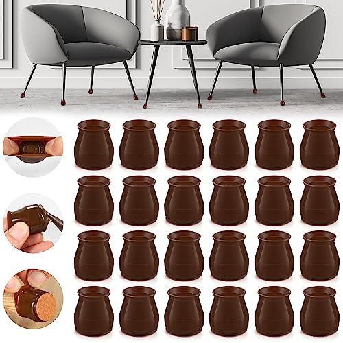 24PCS Upgraded Silicone Chair Leg Floor Protectors for Hardwood