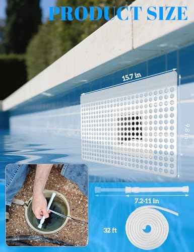 Pool Skimmer Guard Kit – Leaf Skimmer Catcher Shield with Elastic Rope & Telescopic Rod – Fits All Inground & Above Ground Pools – Rust-Proof Net Cover to Prevent Debris & Blockage – Easy Assembly