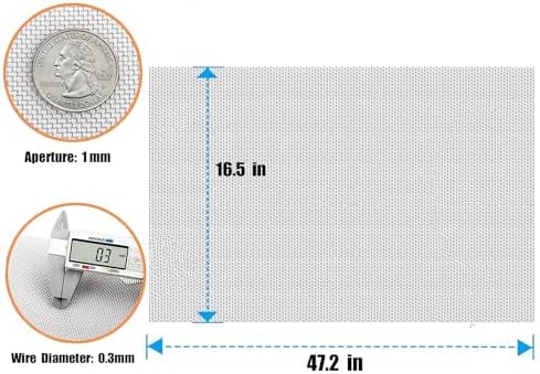 1 roll Stainless Steel Wire mesh 20 mesh, Size 16.5“X47.2”(42x120cm)
