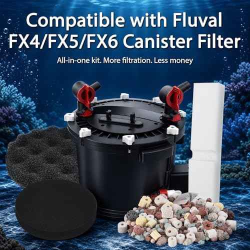 20 PCS Aquarium Media Replacement Kit for Fluval FX4/FX5/FX6 Canister Filters, Including Carbon Foam, Bio-Foam, Filter Foam Block, Ceramic Ring