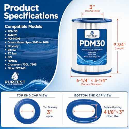 PDM30 Oval Spa Filter Compatible with Dream Maker Hot Tubs 461269, Filbur FC9940, Pleatco PDM30, 30 sq.ft Hot Tub Filter Cartridge - 2 Packs