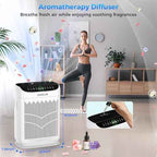 Air Purifiers for Home Large Room Up to 3000 Ft² with Washable Filters,AKEELIA HEPA Double-Sided Air Purifier with PM2.5 Air Quality Sensor, Aroma,15dB Sleep Mode, Air Cleaner for Pets Bedroom,White