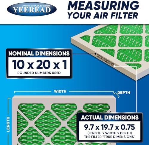 10x20x1 MERV 13 Air Filters, 6-Pack, Actual Size: 9.70" x 19.70" x