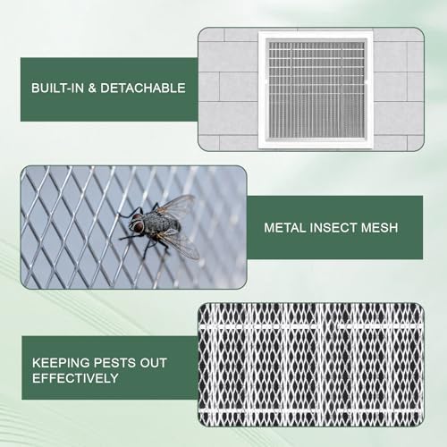12"x12"Aluminum Gable Vent - Shed Vents with Screen,Vent Opening: 10"