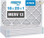Aerostar 18x25x1 MERV 13, Pleated Air Filter, Box of 6, Made in the USA by AirFiltersDelivered