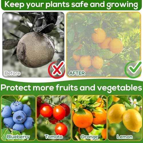 2PCS Large 7.8 x 7.8ft Fruit Tree Netting Cover with Zipper and Drawstring,Garden Insect Netting Plant Cover Transparent Bird Plant Barrier Flower Fruit Mesh Screen for Preventing Deer Squirrel Bugs