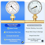 MEANLIN MEASURE -30inHG~0Psi Vacuum Gauge Stainless Steel 1/8" NPT 2"