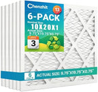 (6 Pack) 10x20x1 Air Filter, MPR 1900 & FPR 10, MERV 13 Pleated Air