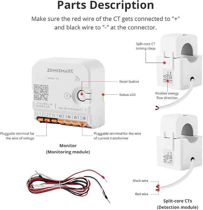 Smart Home Energy Monitor with 2 x 120A CTs, Live Electricity Usage Tracking