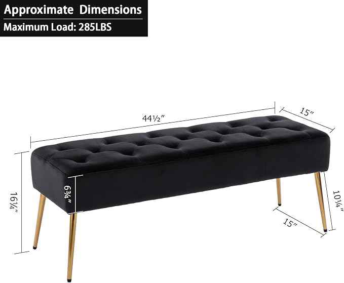 DUHOME Button-Tufted Ottoman Bench, Upholstered Bedroom Benches Velvet Footrest