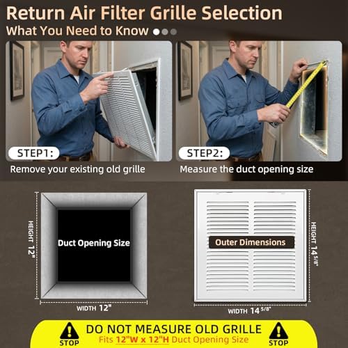 Fancat Return Air Filter Grille for 12x12 Ducts, Steel Vent Cover