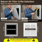 Fancat Return Air Filter Grille for 12x12 Ducts, Steel Vent Cover