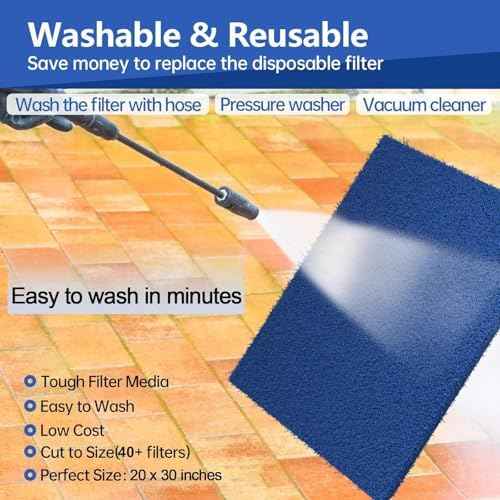 Reusable Air Filter 20x30x0.5, 2 Packs Cut to Fit Furnace Filters, MERV 6 Electrostatic Filter for HVAC, Mobile, Manufactured Homes, Washable Replacement Air Conditioner Filters,24 PCs Hooks