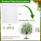 2PCS Large 7.8 x 7.8ft Fruit Tree Netting Cover with Zipper and Drawstring,Garden Insect Netting Plant Cover Transparent Bird Plant Barrier Flower Fruit Mesh Screen for Preventing Deer Squirrel Bugs