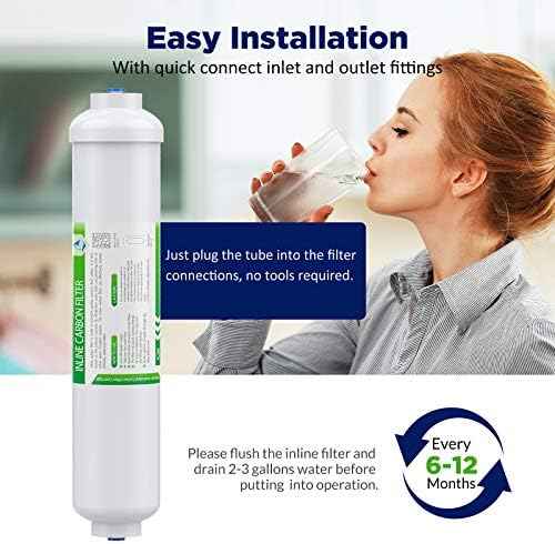 Membrane Solutions T33 Inline Post Carbon Water Filter 1/4" Quick-Connect