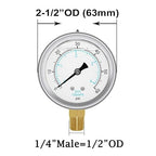 Joywayus Pressure Gauge 0-60 PSI Brass 1/4" NPT Male Thread Lower Mount - Image 2