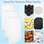 3 Pack Aquarium Filter Bags, 180 Extra Fine Mesh Media Bags for Aquarium, Reusable Nylon Filter Media Bag with Drawstring for Activated Carbon, Resin, Small Tanks(7.5x3.6in) - Field & Pure