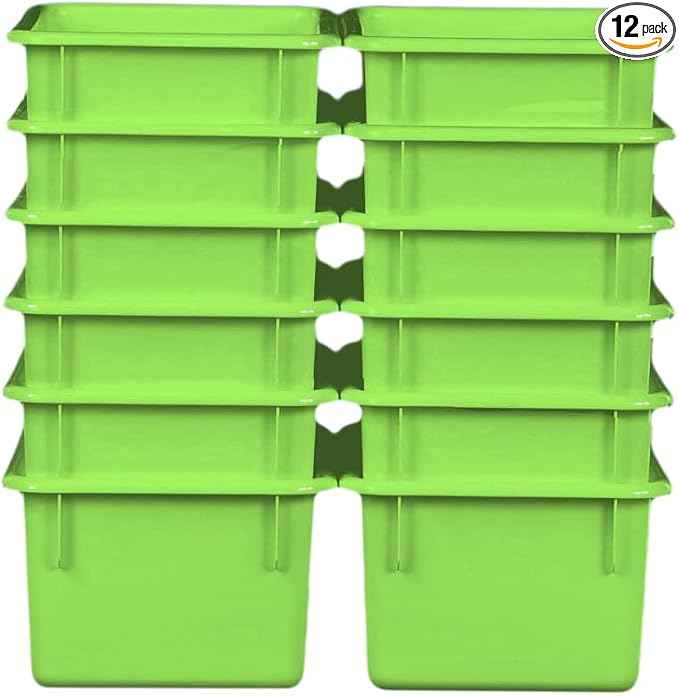 Wood Designs Cubby Storage Bin, Heavy Duty Plastic Containers