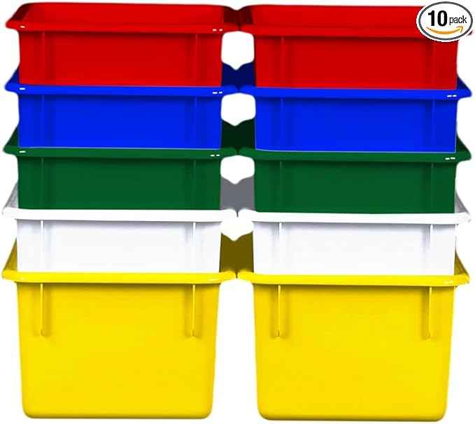 Wood Designs Cubby Storage Bin, Heavy Duty Plastic Containers