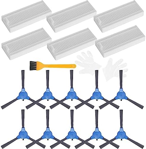 Replacement Parts Accessories Compatible with Coredy R380 1700Pa, R300 Robot Vacuum Cleaner 1400Pa 6 Filters and 10 Brushes, 16pcs - Field & Pure