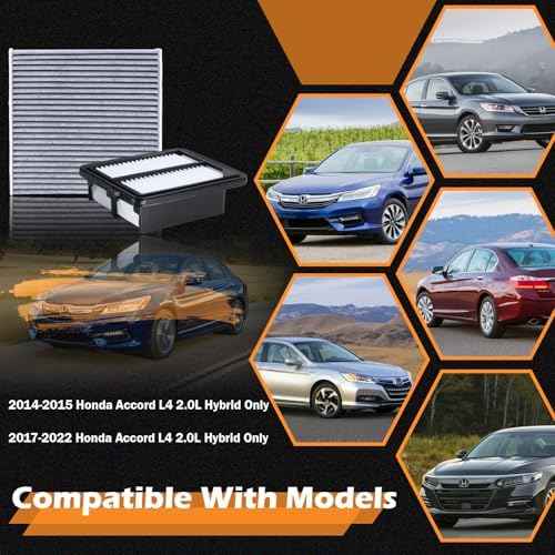 CA11399 Engine Air Filter & CF10134 Cabin Air Filter Fit for 2014-2015 2017-2022 Honda Accord L4 2.0L Hybrid
