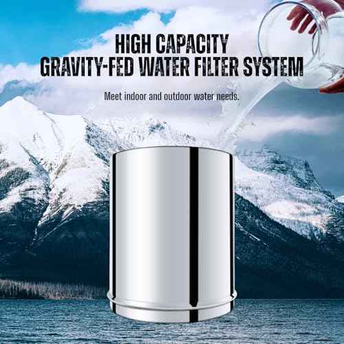 SINCHO 2.25G Gravity Water Filter System with Level Window – 3-Stage Stainless Steel System, 2 Washable Ceramic Filters, No Electricity Needed